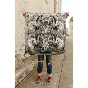 Grey Horse Collage Printed Wild Rag