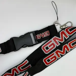 Black lanyard with red words with sliver hook 20in long