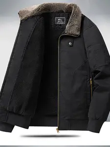 Men's Plus Size Sherpa Lined Zip Up Jacket