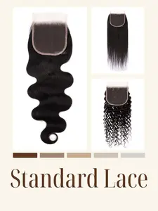 Tatihair Standard Light Brown Human Hair Lace Closures and Frontals - Free Part Skin Melt 4x4 5x5 for All Genders
