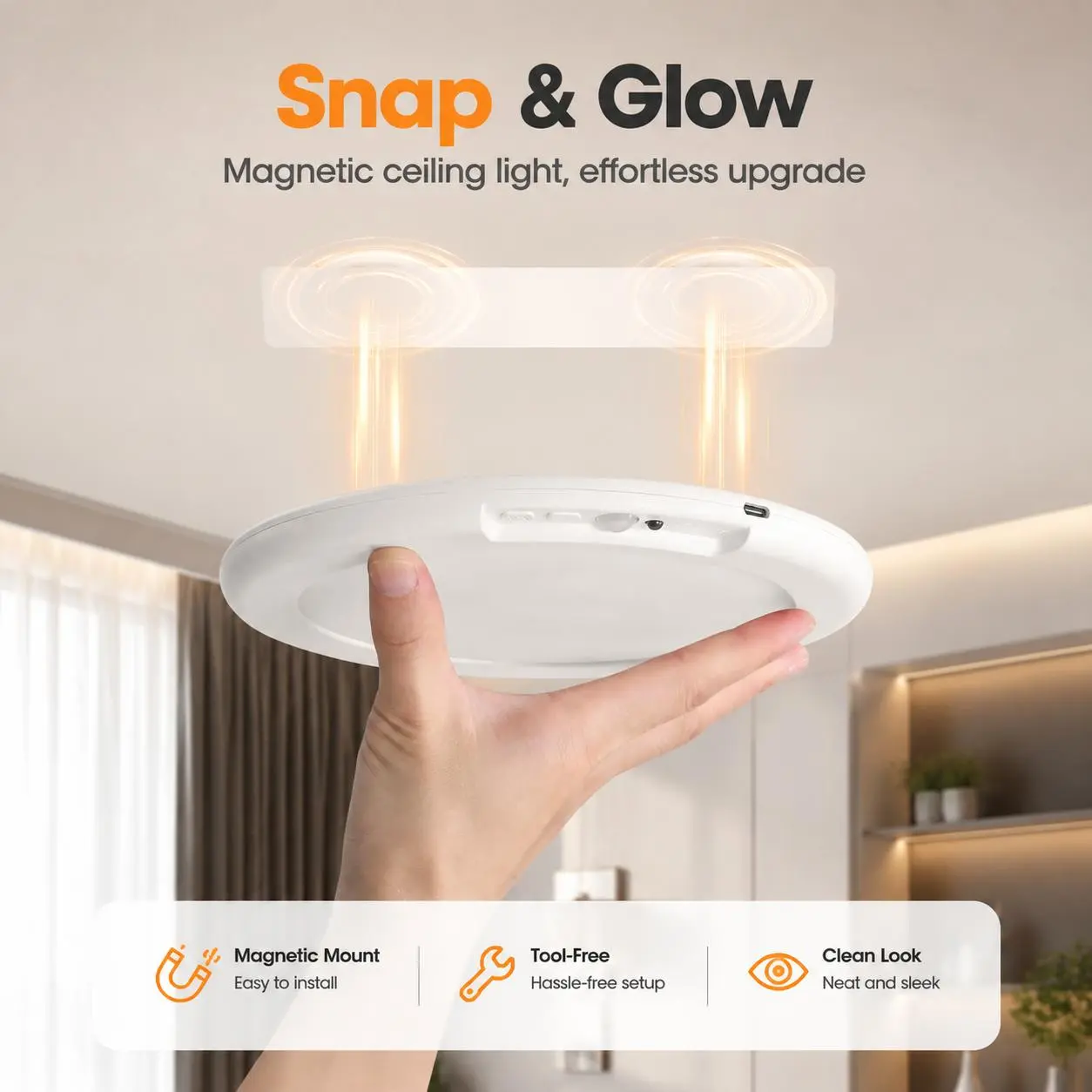 Rechargeable Motion Ceiling Light with Remote, Battery Operated Closet Light No Wiring, Wireless LED Shower Lights, Dimmable Indoor Overhead Lamp for Closet Shower Pantry Shed Hallway Father's Day Gift