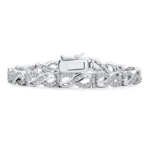 Traditional Romantic Cubic Zirconia CZ Infinity Tennis Bracelet .925 Sterling Silver