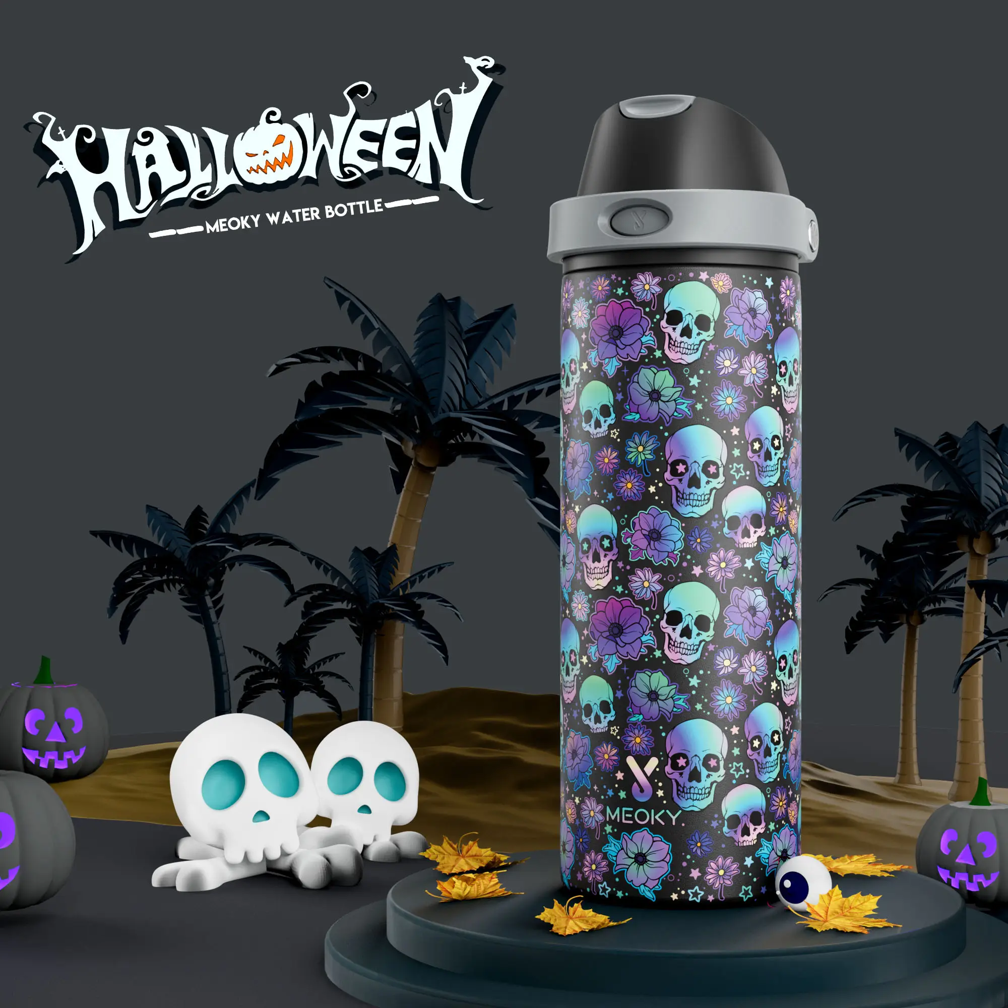 【Meoky-Dual Spout】24oz/32oz/40oz Water Bottle with Straw & 2-in-1 Lid , Stainless Steel thermos cup,Leak Proof, Keeps Cold 24H, BPA-Free, Protective S