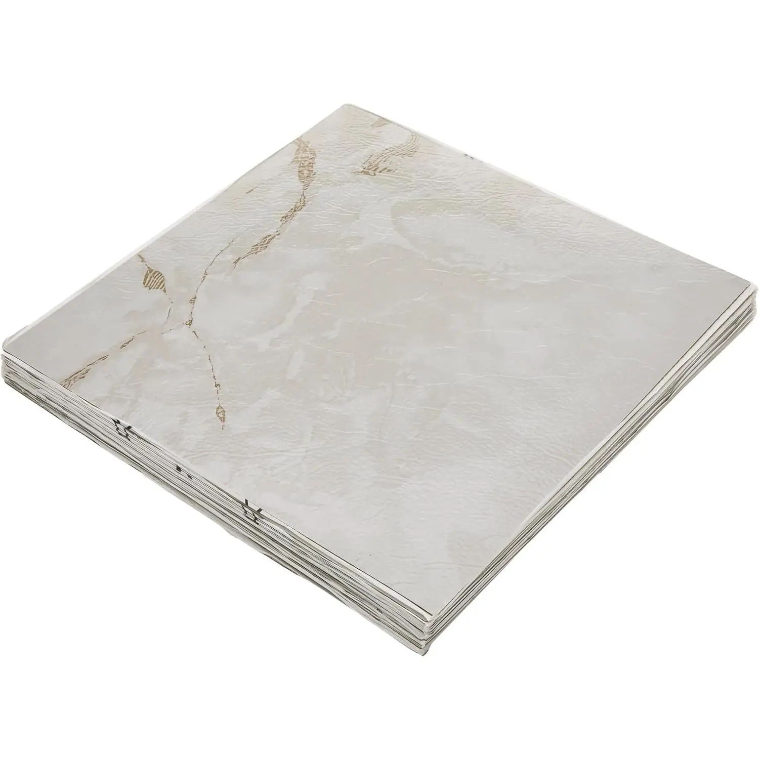 Nexus Self  Vinyl Tiles, 20 Tiles - 12" x 12", Classic White w/Grey Veins Pattern - Peel & Stick, DIY Flooring for, Dining Room, Bedrooms & Bathrooms by Home Decor.