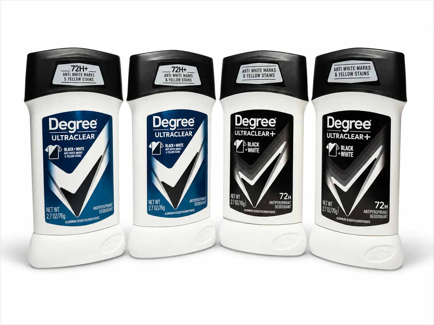 Degree UltraClear + UltraClear+ Antiperspirant Deodorant 4 Pack – Black & White Protection, 72H Odor Control, 2.7 oz Each (Mixed Pack)