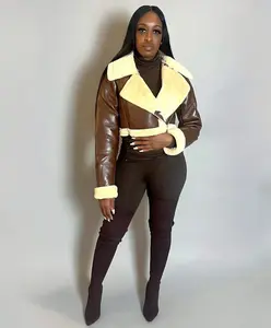 Brown Cropped Aviator Jacket