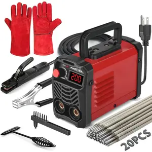 200Amp 20PCS Rods Stick Welder, Super MINI Portable Welding Machine, IGBT Inverter Welder Machine 110V with Hot Start Arc Force Anti-Stick, for 1/16"-1/8" Rod ARC Welder, 2 Chip Hammers (Red)