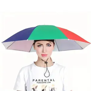 Portable Foldable Umbrella Hat, Rainproof Sun Protection Cap, Ideal for Outdoor Fishing Camping Beach Activities, Windproof Folding Umbrella, UV Umbrella, Windproof Waterproof Umbrella