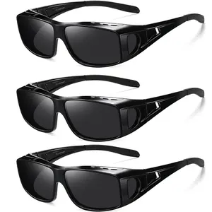 3 Pack Fit Over Glasses Sunglasses for Men Women Polarized Wrap Around Sunglasses to Wear Over Glasses with UV Protection