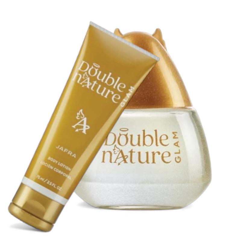 Jafra Double nature glam  eau de toilette 3.3 fl oz+ body lotion 2.5 fl oz for women glass bottle and box ( oriental,fruity,floral, rasberry,muguet,gourmand notes)
