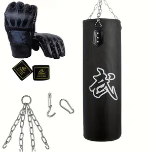 Boxing Sandbag Set, 1 Set Including Unfilled Sandbag, Boxing Gloves, Boxing Wraps, Chain & Hook, Boxing Equipment for Home Gym Workout