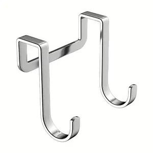 5pcs set of stainless steel, double hooks. Bedside cabinet hangers, door hooks behind the door, bathroom/kitchen hangers for clothes, no-drill door side hangers for towels.