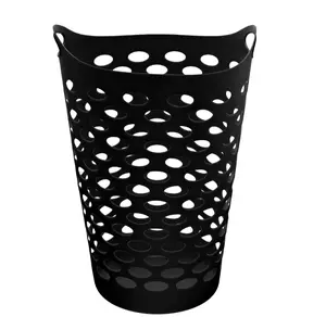 Flexible Round Laundry Hampers Black Portable Lightweight Durable Design for Home or Dorm Use
