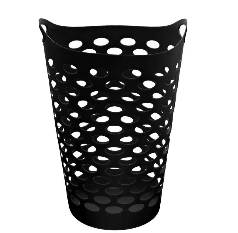 Flexible Round Laundry Hampers Black Portable Lightweight Durable Design for Home or Dorm Use