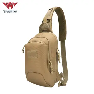 YAKEDA TL-1073 600D Polyester with PVC Coating Sling Bag PP Webbing Chest Bag Beige Color