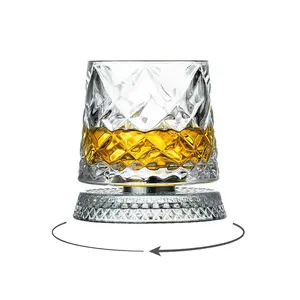 New Rotatable Glass Cup, Crystal Whiskey Glass, Whiskey Tumbler, Stress Relief Western Wine Glass, Durable Design, Fashion Drinkware, Stylish Glass Cups, Ideal Gift