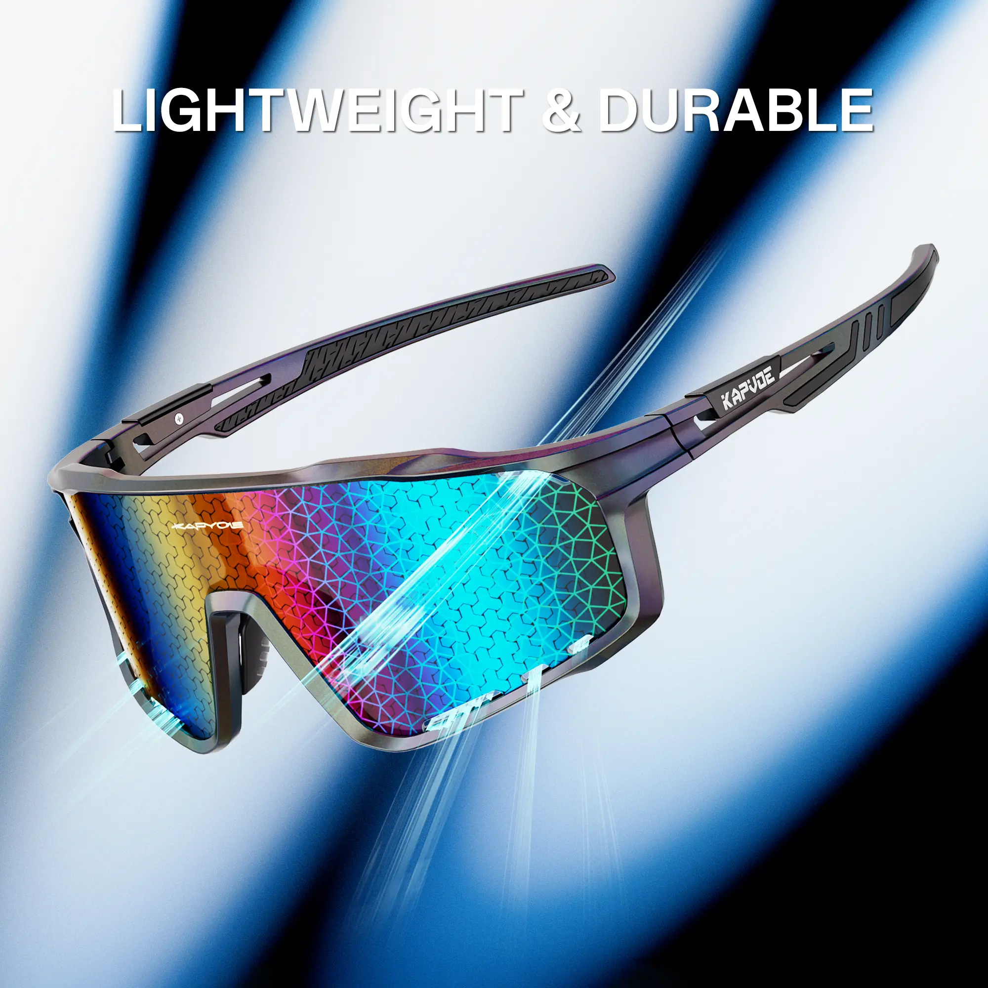 Kapvoe Polarized Sports Eyewear with 3 HD Interchangeable Lenses, Ultralight TR90 Frame for Men & Women, UV400 Protection for Mountain Biking & Running, Christmas, Bike, Sun Protection