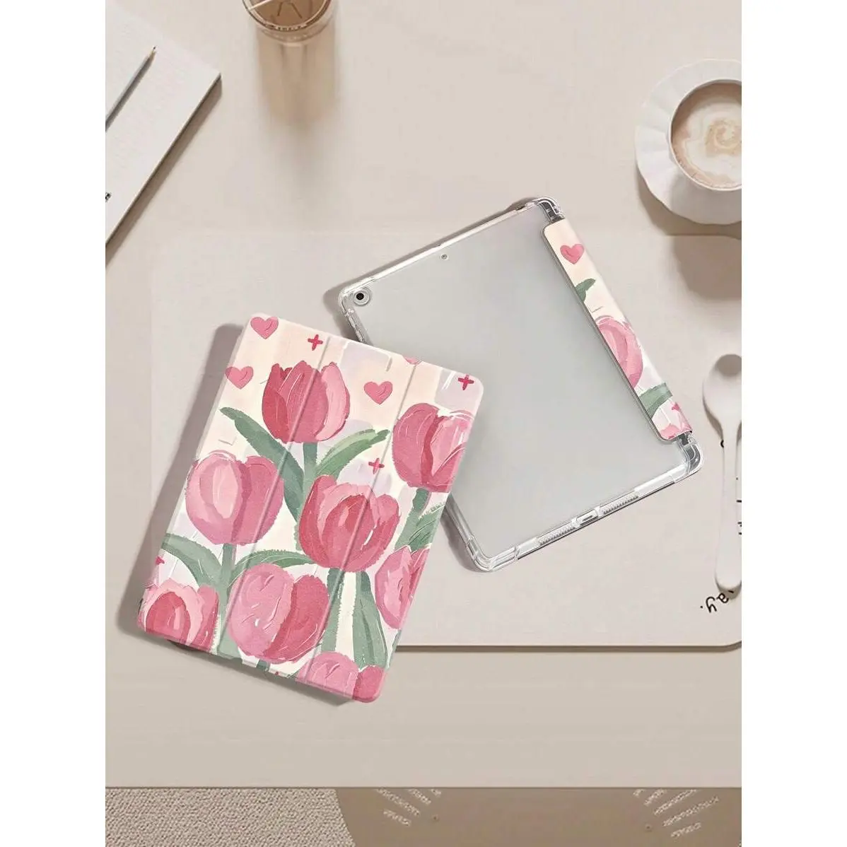 Pink Oil Painting Tulip Print IPad Case Compatible With IPad (A16) 11th Generation 11 Inch 2025, Apple IPad Air 11(2025), For IPad 10th Generation Case 10.9 Inch 2022 With Penci, Auto Wake/Sleep, Cute Gift For Back-To-School, Valentine's Day, Holidays