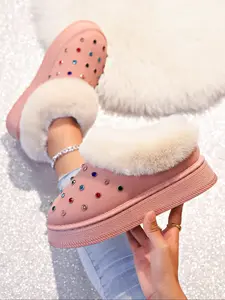 Women's Winter Casual Ankle Boots, Thick Sole Snow Boots, Warm Home & Outdoor Use, Fashionable Round Toe Short Boots, Winter Shoes