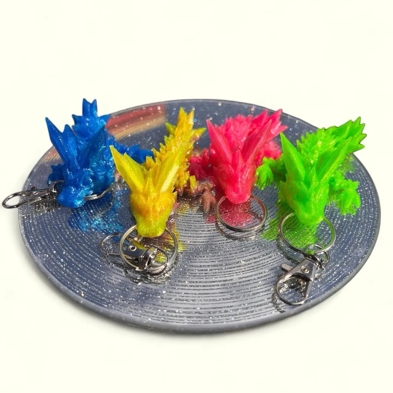 Durable, Stretchy, Squishy, Articulated Crystal Dragon 3d Printed Key Chain Ordament