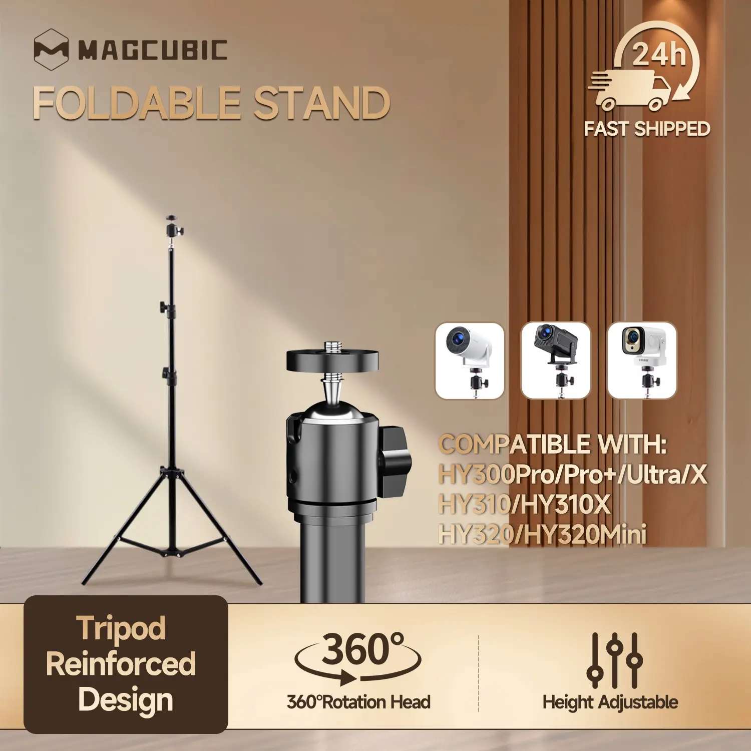 Magcubic 120CM Projector Stand Retractable Universal 1/4 Screw Floor Tripod Stand Mount For Magcubic HY300 Pro Porjector, Camera Traveling Products summerwins