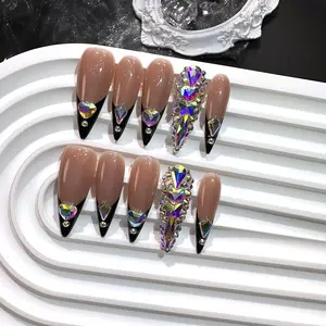 10pcs high-end Simple and light luxury style, hand-painted three-dimensional heart-shaped diamond, dazzling pile diamond handmad, Elegant Bling Rhinestone, Resin Nail Diamond, Nail Decoration, Nail Art Products