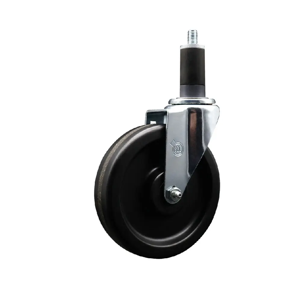 212 MAIN SCC-EX20S615-PHS-114 Heavy Duty Phenolic Expanding Stem Caster - 6 in. Black Swivel Wheels, 1.25 in. Stem, Secure Fit