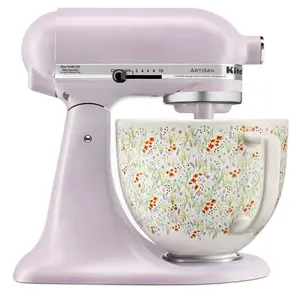 KitchenAid Artisan Series 5-Quart Tilt-Head Stand Mixer, Wildflower with Ceramic Bowl, Flat Beater, Dough Hook, Whip