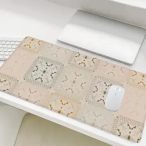 Vintage Geometry Boho Abstract Pattern Mouse Pad, Rectangle Gaming Mouse Pad, Non-Slip Rubber Base Stitched Edge Desk Pad for Home Office Game