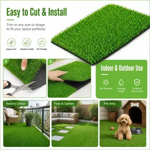 0.78in Thick Dense Synthetic Lawn, Heavy Duty Artificial Grass Turf, Pet Safe Fake Grass for Dogs, Backyard Outdoor Mat, No Mowing Waterproof UV Resistant