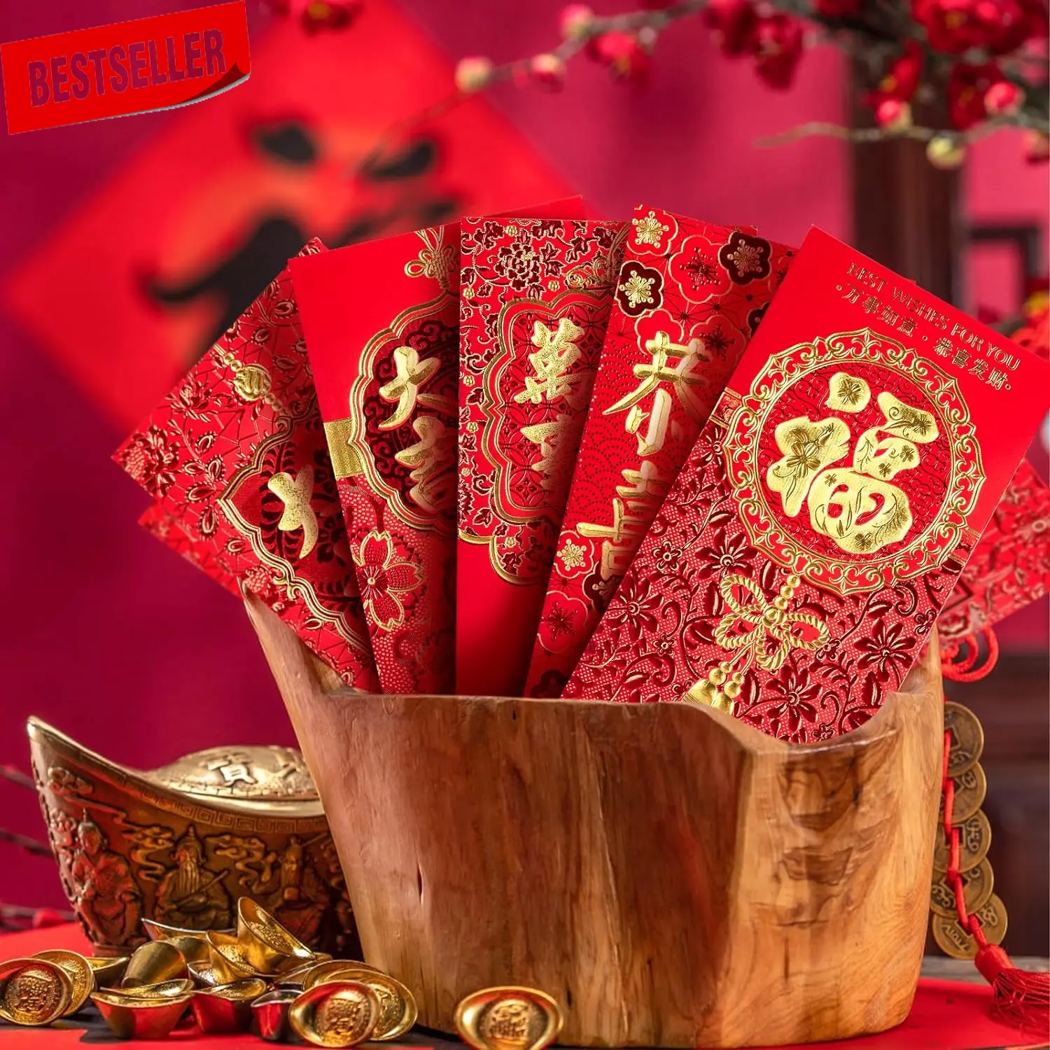 36 Pack of Chinese New Year Red Envelopes, Featuring 6 Designs of Lucky Money Pockets for the Year 2024. Perfect for Weddings, Chinese Lunar Year Celebrations, Birthdays, and Other Special Occasions. Each Envelope Measures 3.5 x 6.7 Inches.