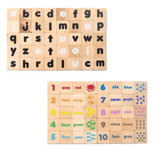 Wooden Learning Magnetic Tiles Set by ABCs & 123s – Montessori-Inspired Colors & Counting Educational Toys with 40 Pieces