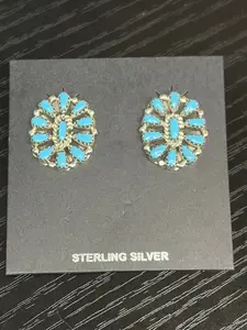 Navajo - Kingman Turquoise Cluster Earrings - Milton James