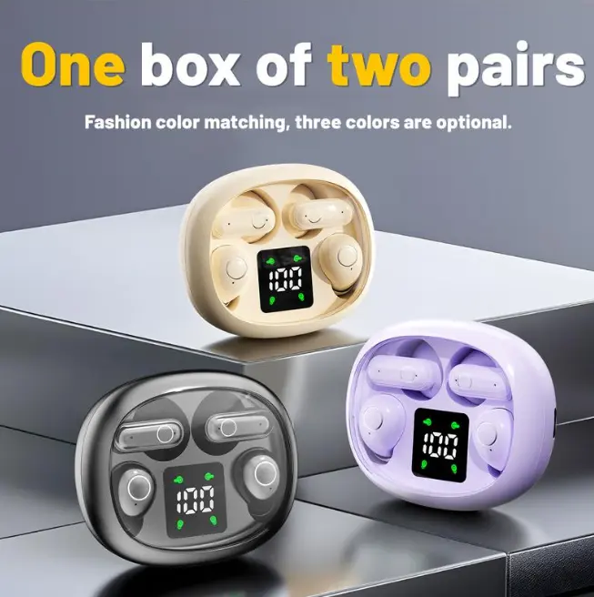 3rd Generation Wireless Bluetooth Audio Earbuds, Tiny Invisible Mini Short Handle Headsets with Mic, Waterproof 2-Pair Set for Sports, Sleeping, Phones & Electronics Headphone Black