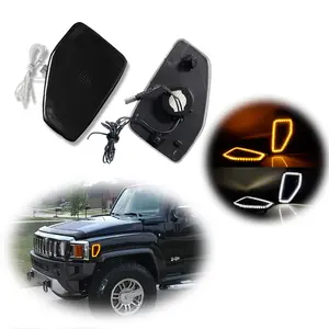2pcs Switchback LED Front Side Marker Indicator lamps Lights For 2006 2007 2008 2009 2010 HUMMER H3,Replace OEM HU2551100 / HU2550100