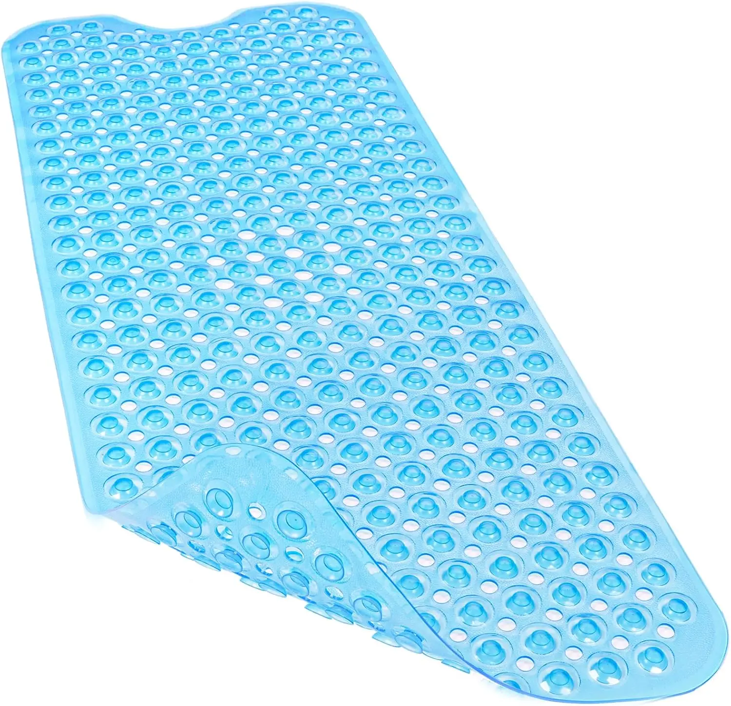 Extra Large Non-Slip Soft Fabric Bathtub & Shower Mat (40x16in) - Suction Bathtub Accessory with Drain Holes, Machine Washable Blue Bathroom Supply for Adults, Daily Use, Father's Day Gift Option, Suction Bathtub Accessories