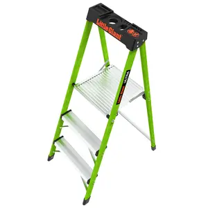Little Giant Ultra Step Ladder - Lightweight Foldable, Hi-Viz Green Fiberglass, 300 lbs Duty Rating