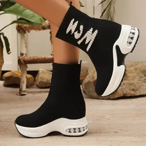 Women'S Chunky Platform Ankle Boots - Slip-On High Heel Boots with Thick Platform Sole, Cushioned Insole & Non-Slip Rubber Outsole - All-Season Formal & Casual Shoes, Ladies Boots, Versatile Footwear, Comfortable Fit, Fashion Lovers