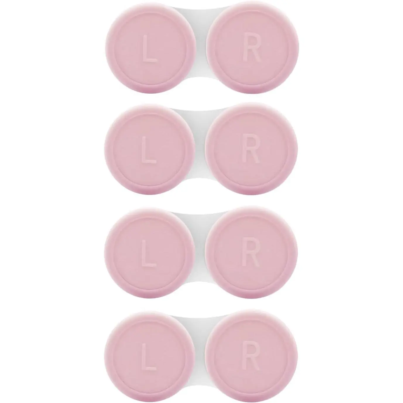 4 Pack Contact Lens Case, Contact Solution Soaking Case Replacement Kit for Travel, Daily Use (Pink)