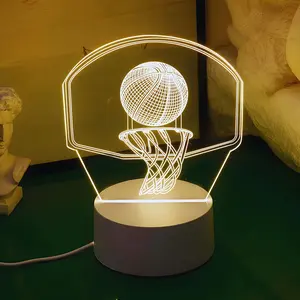 3D Basketball Design Night Light, USB Rechargeable LED Desk Lamp, Creative Decorative Light for Home Bedroom Living Room