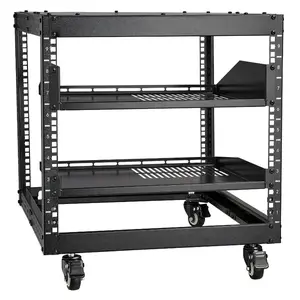 Father's Day Gift 9U Height Adjustable Open Frame 4-Post Server Rack, 23"-40" Depth Range, Heavy Duty Free Standing/Wall Mount Unit with 360 Casters for Networking IT Equipment, AV Gear, Height Adjustable Racks