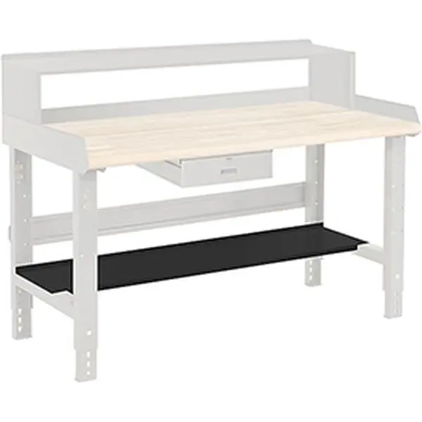 Global Industries 254728BK Modern Tool Organizer Workbench - 60" W X 15" D, Lower Open Storage Shelf, 2" Back Stop, 22 lbs Capacity, Powder Coated Black, Working Convenience, Assembly Guide