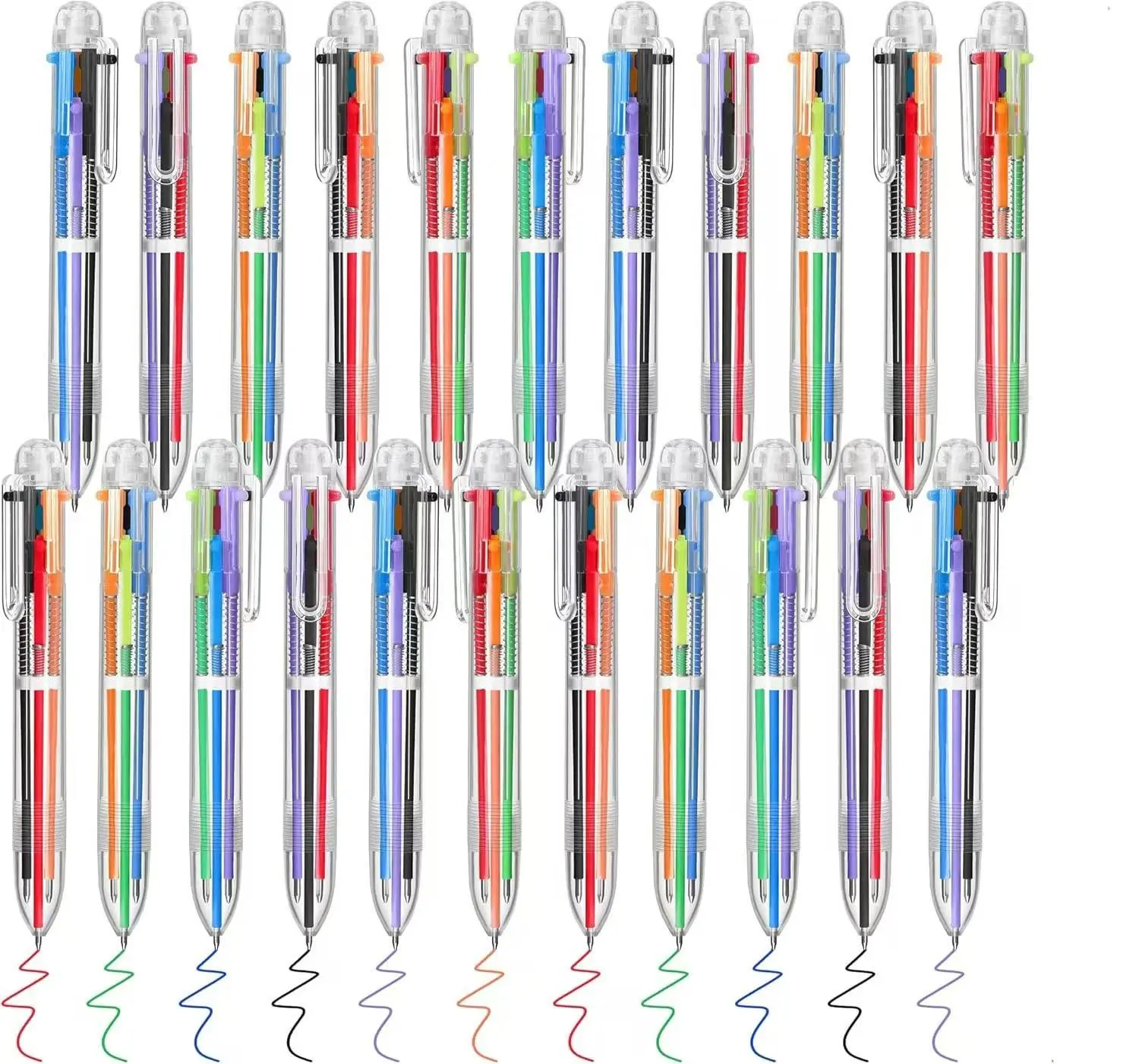 22-Pack Multicolor Gel Ballpoint Pens, Retractable Knock-Type 0.5Mm Fade-Proof Pens for Students, School & Office Supplies, Fun Gift with Clean Lines, Quick and Easy Switching, Solid Lines