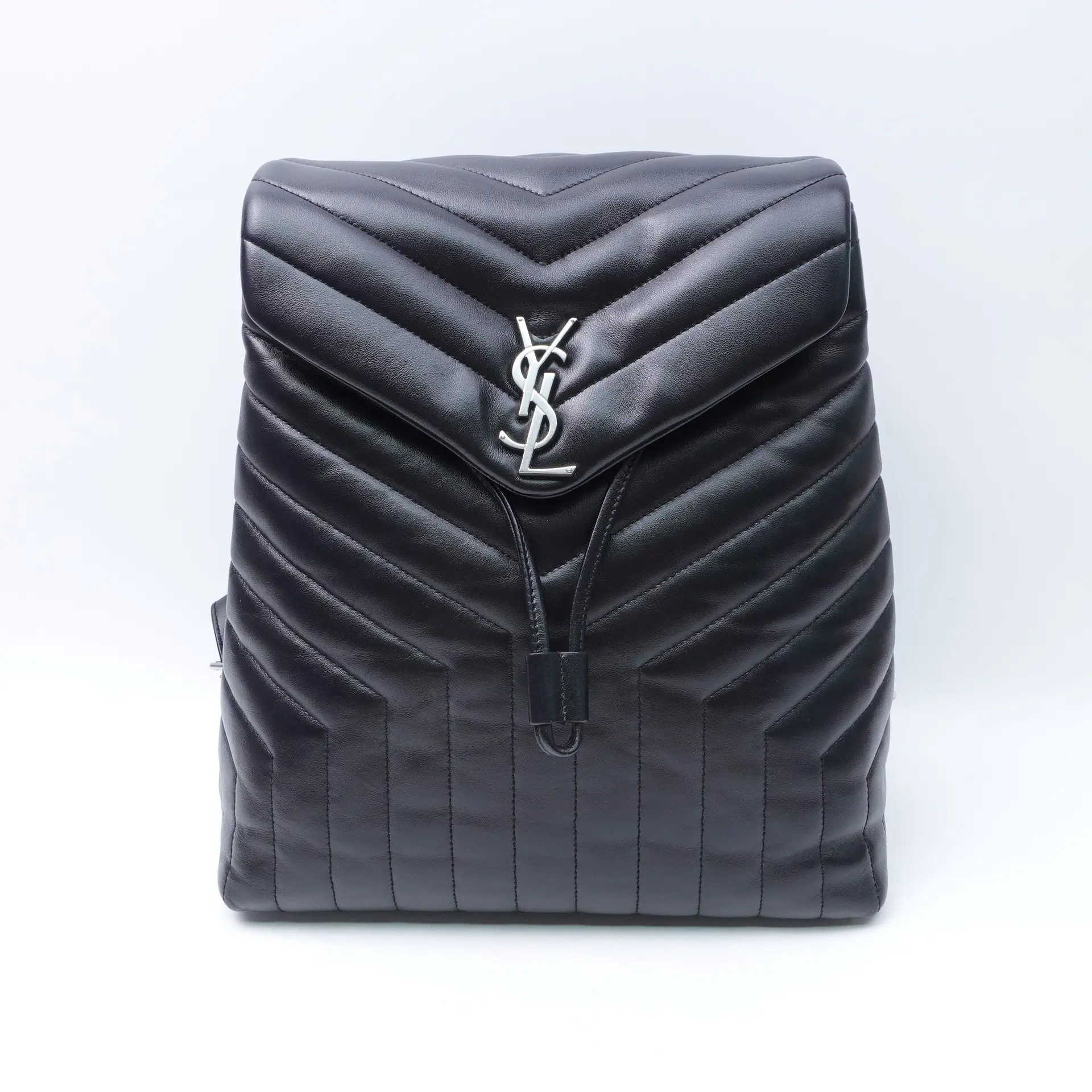 Pre-owned Yves Saint Laurent Calfskin Backpacks YSL Loulou Backpack Black Backpack T10415054