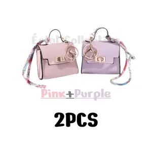 2PCS Mini Leather Kelly Bag, Mini Makeup Organizer & Keychain & Storage Pouch—Lipstick, Women’s Card Holder, Data Cables, Earphone Cords, and Coin Purse. Ideal Gift and Decorative Accessory—The Perfect Gift for Best Friends and Mothers & Daughters