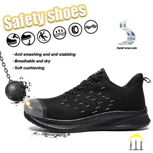 Steel toe safety shoes, anti slip work shoes, breathable, puncture-resistant, unisex, are the best choice for construction sites and food service workers, available in a variety of sizes.