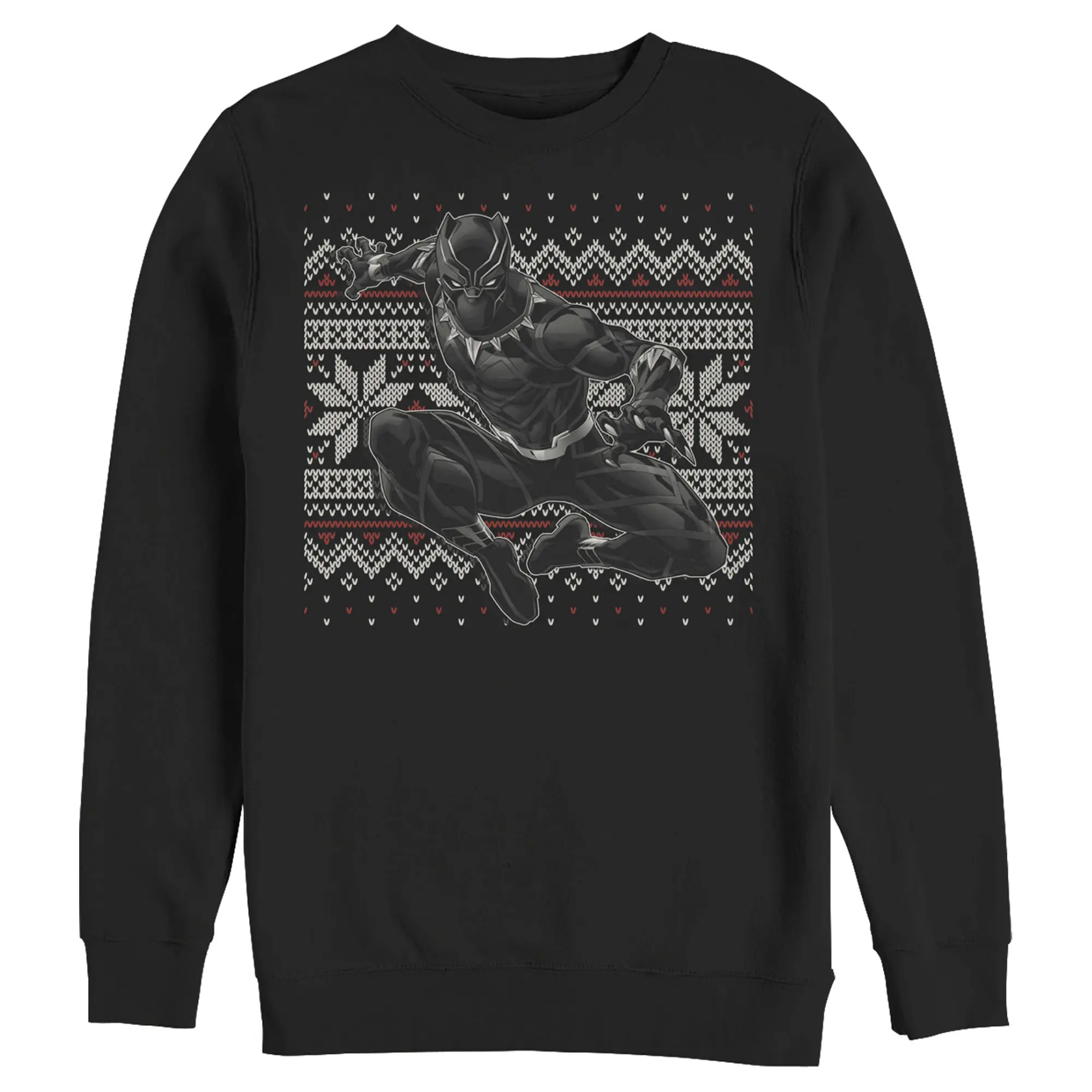 Men's Marvel Black Panther Knit Pattern Print Sweatshirt