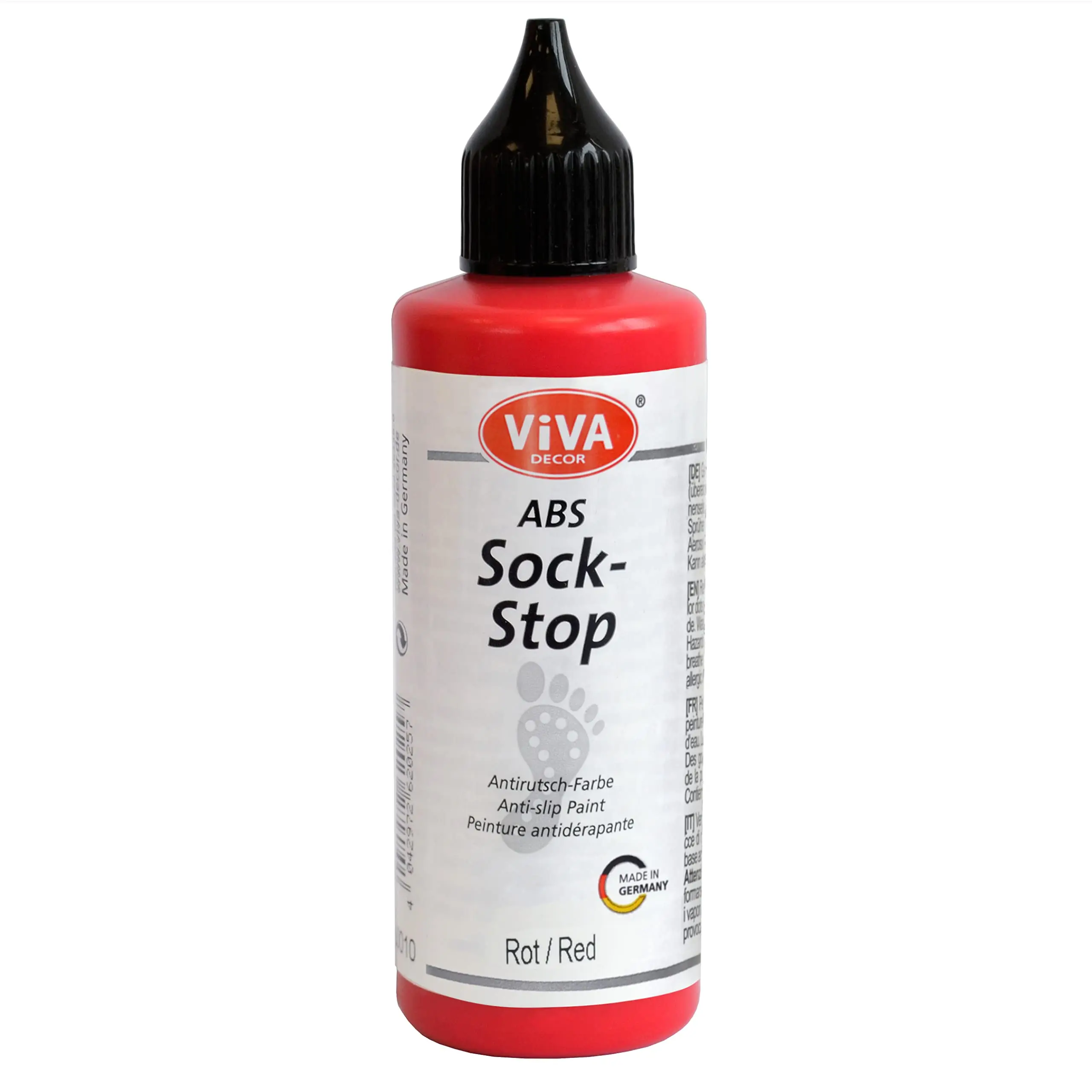 Viva Decor ABS Sock Stop (2.77 Fl oz, Red) - Fabric Paint for Non-Slip Socks, Bath Mats & More - Latex-Free, Water-Based, Washable - For Grip Socks DIY