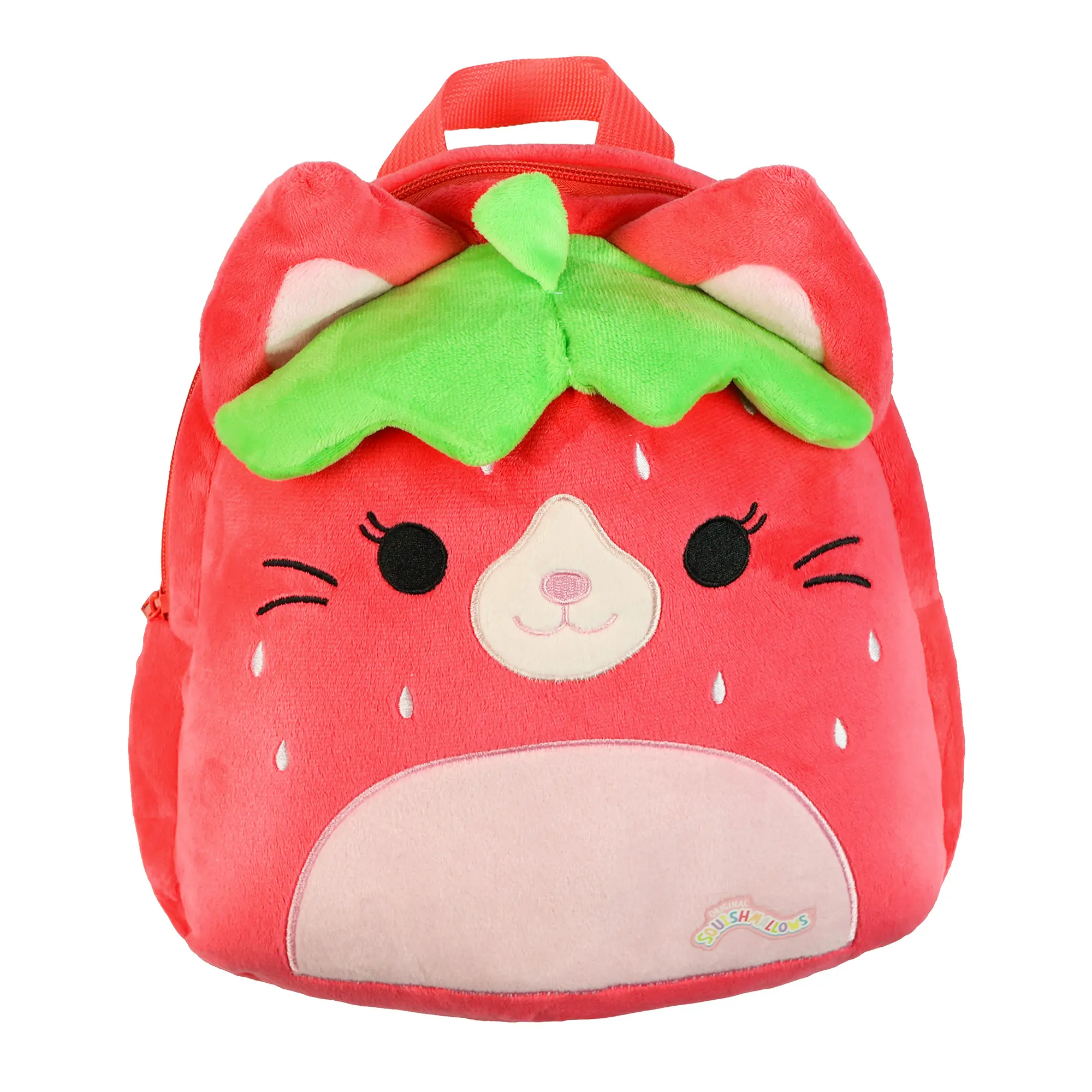 Squishmallows 11" Mini Backpack, Olma the Strawberry Cat Soft-Shell Functional Bag