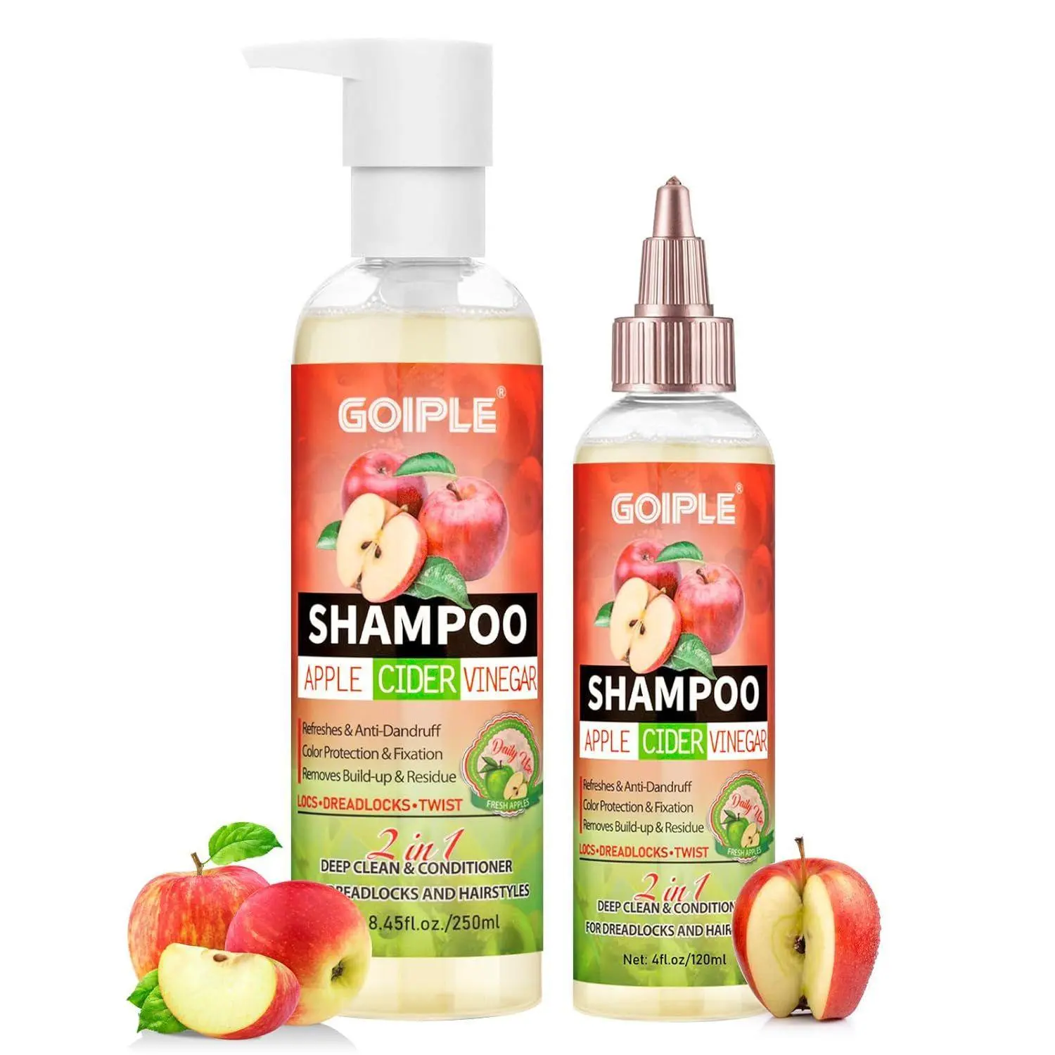 2 in 1 Deep Clean & Conditioner Apple Cider Vinegar Shampoo For Briad, Dreadlocks, Locs, Twist - Foam Sulfate Free Moisture Clarifying Mild